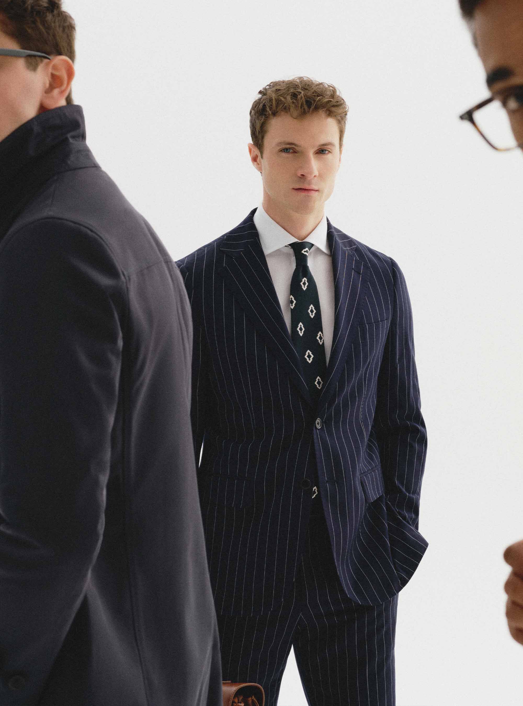 Classic single-breasted pinstripe suit